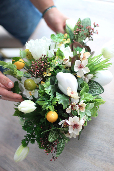 Rallo, wielkanocna kompozycja Sukulenty, w lustrzanej donicy, wys.28cm