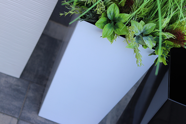 Anna White, kompozycja z traw w białej donicy, wys.ok.160cm 