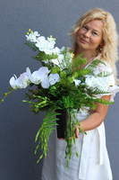 Delfina Orchidea, komplet dekoracji nagrobnych, bukiet + wieniec