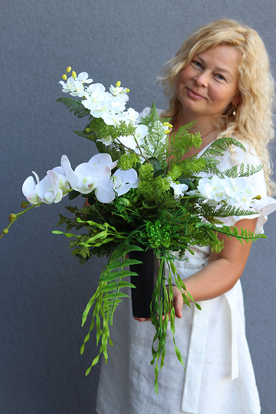 Delfina Orchidea, komplet dekoracji nagrobnych, bukiet + wieniec