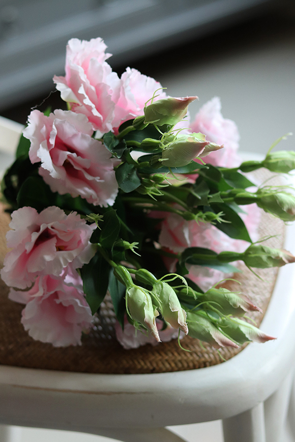 bukiet eustomy na piku, róż, 12szt. dł.47cm