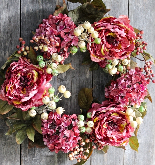 jesienny wianek na drzwi Pink Autumn, śr.45cm