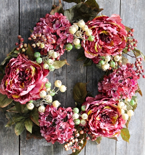 jesienny wianek na drzwi Pink Autumn, śr.45cm