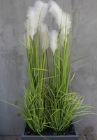 Amaro, kompozycja w szarej donicy Fiberglass z trawami, wys.168cm