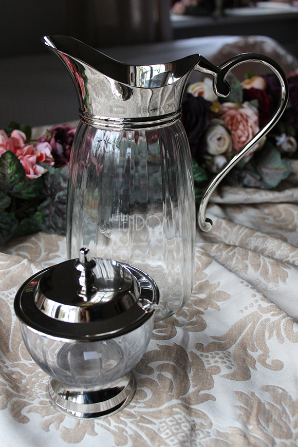 Glamour szklany dzban / dzbanek na sok, wodę, wys.26x12cm