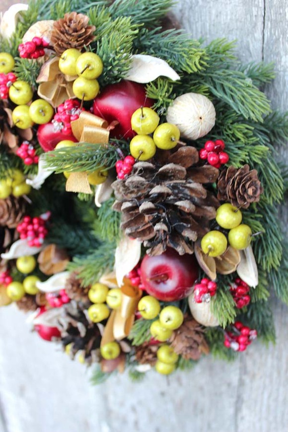 Energia Zimy, świąteczna dekoracja / wianek na drzwi, śr.27 cm