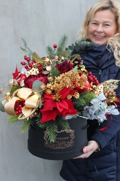 box świąteczny / stroik, Złote Święta, wys.42cm