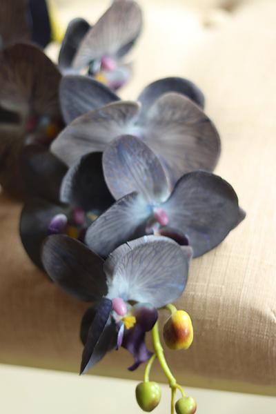 gałązka kwiatowa, sztuczny storczyk / orchidea Granat, 1 szt, dł.86cm