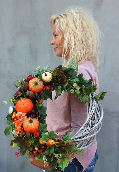 jesienny wianek na drzwi z dyniami, Optymizm, śr.38cm