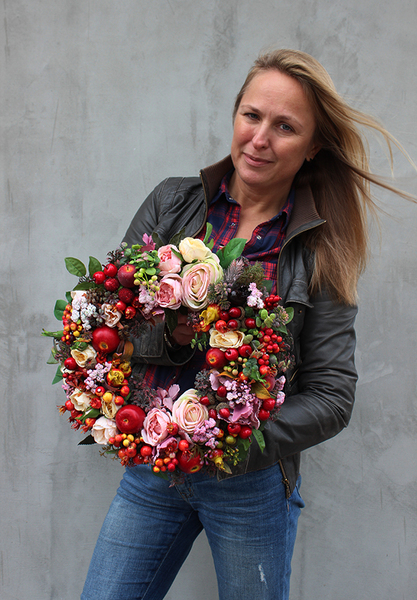 Wesoła Jesień, dekoracyjny wianek na drzwi, śr. 38cm