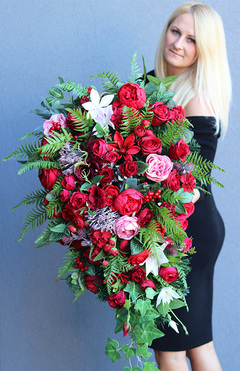 czerwona wiązanka nagrobna, Feruta, dł.94cm