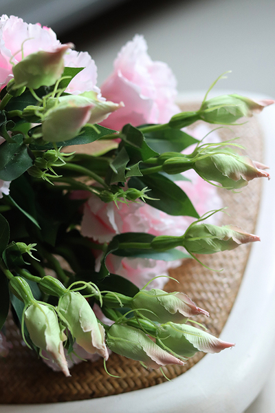 bukiet eustomy na piku, róż, 12szt. dł.47cm