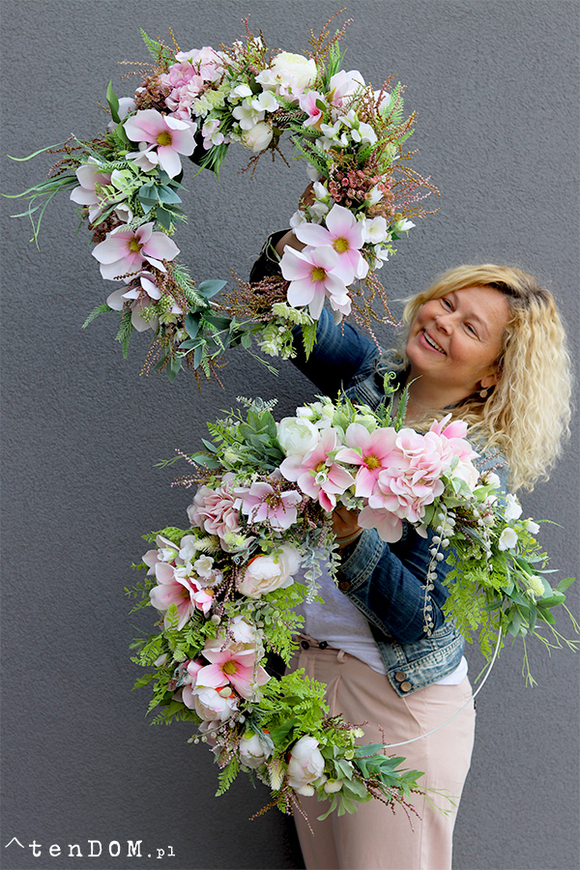 atrakcyjne wianki kwiatowe z magnolią, Barcelitta, kpl. 2szt