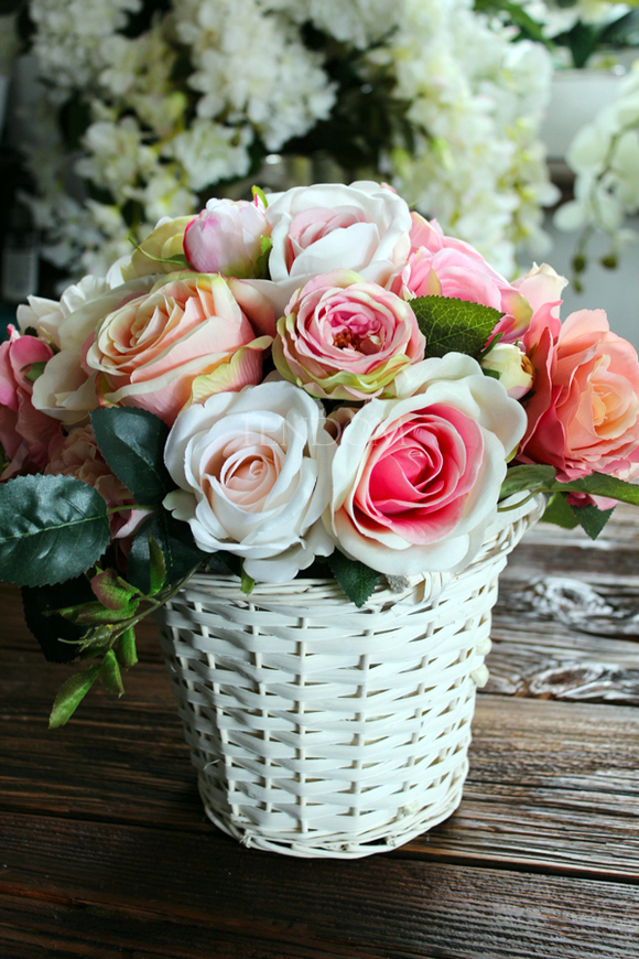 bogaty kosz z różowymi kwiatami Romance wys.34cm