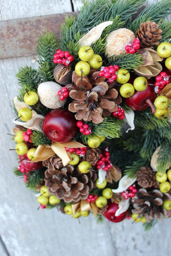 Energia Zimy, świąteczna dekoracja / wianek na drzwi, śr.27 cm