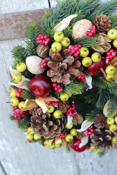 Energia Zimy, świąteczna dekoracja / wianek na drzwi, śr.27 cm