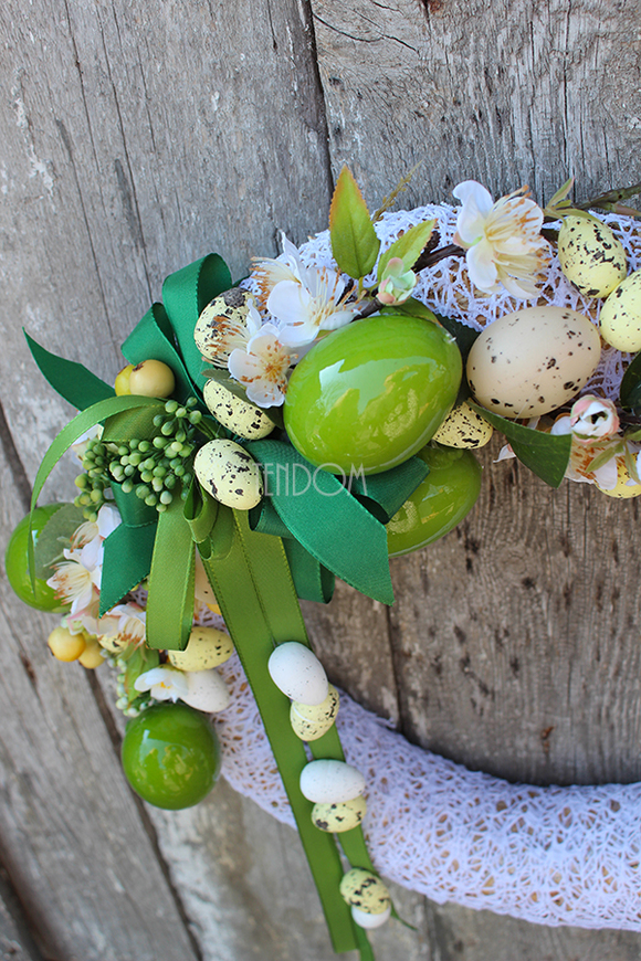 dekoracyjny wianek wielkanocny Koronkowy Wiosenny, śr.40cm