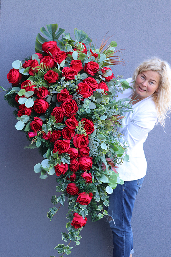 wiązanka nagrobna, Czerwona Luiza, dł.130cm 