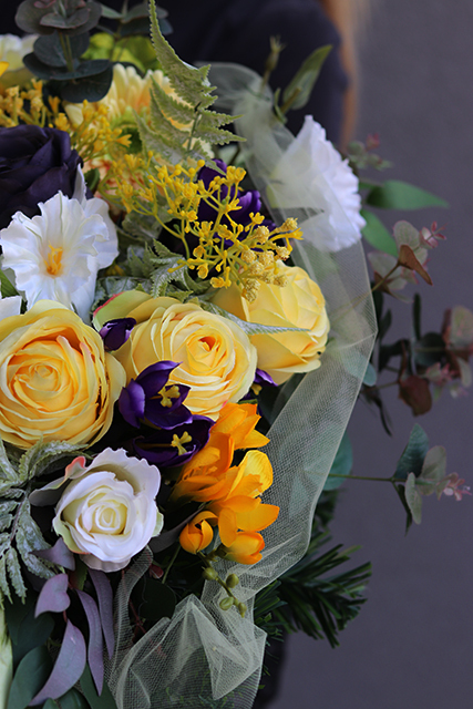 dekoracja / wiązanka nagrobna Yellow Spring, dł.55cm 