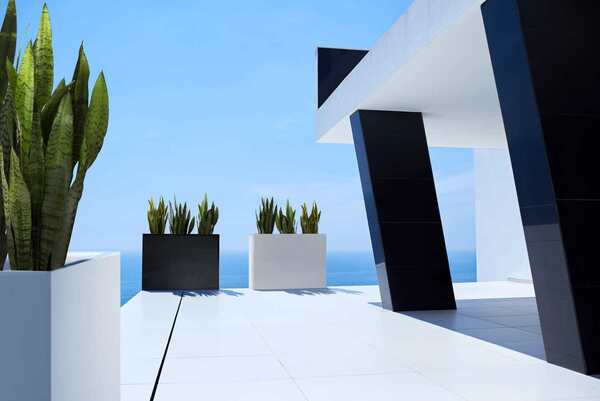 Fiberglass donica Rectangle Graphite 50x20x50cm