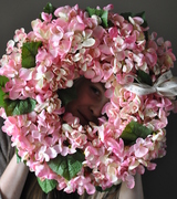 Bladoróżowa Hortensja wianek na drzwi, śr.40cm 