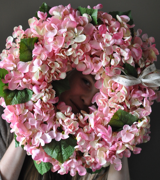 Bladoróżowa Hortensja wianek na drzwi, śr.40cm 