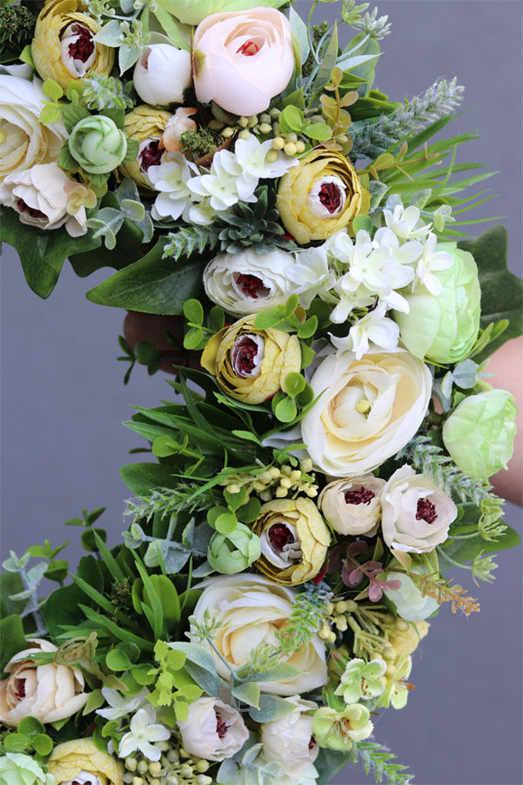 Anna Krem, dekoracyjny wianek kwiatowy, śr.40cm  