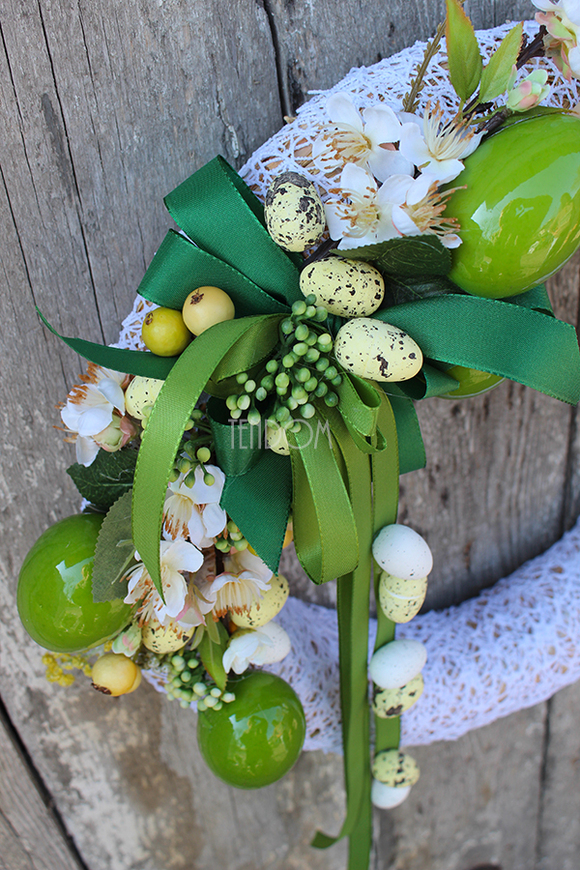dekoracyjny wianek wielkanocny Koronkowy Wiosenny, śr.40cm