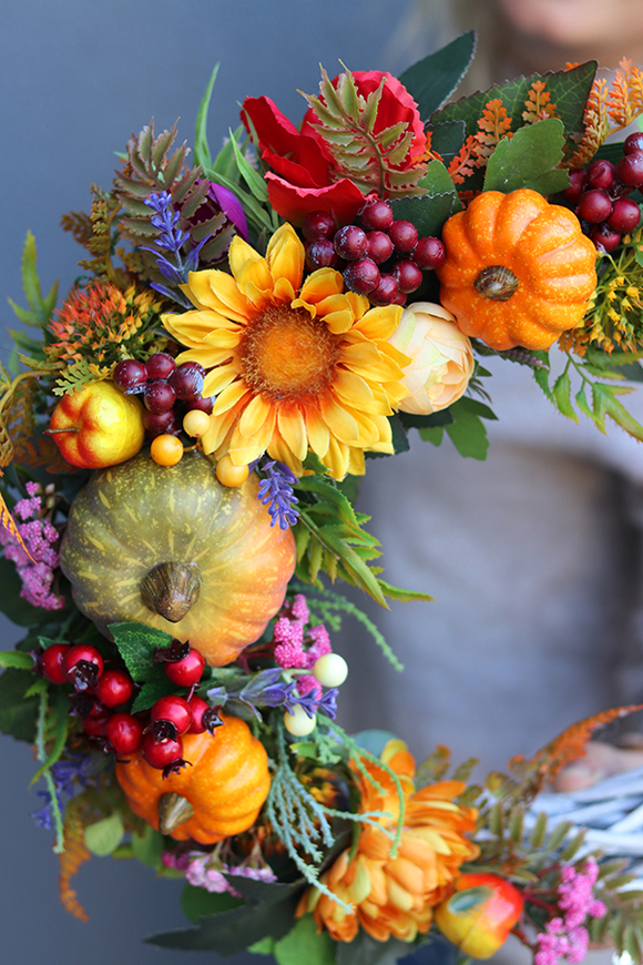 jesienny wianek z owocami, Zorza, śr.35cm 