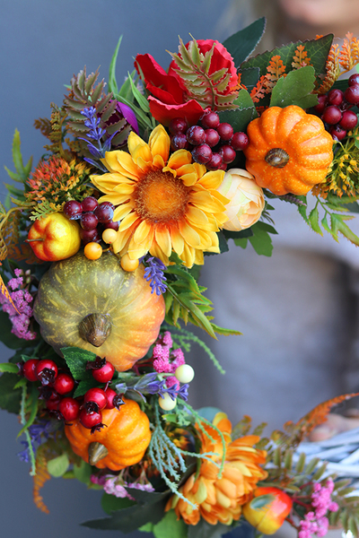 jesienny wianek z owocami, Zorza, śr.35cm 