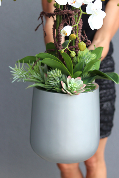 Gelane Fiberglass, duży storczyk z sukulentami, wys.97cm