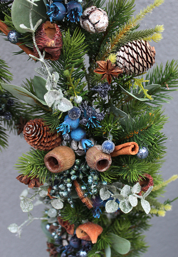 girlanda & wianek Natural Blue, komplet dekoracji świątecznych, śr.40cm/dł.180cm