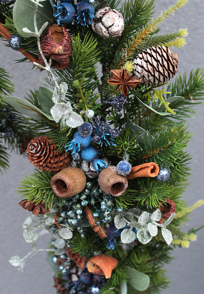 girlanda & wianek Natural Blue, komplet dekoracji świątecznych, śr.40cm/dł.180cm