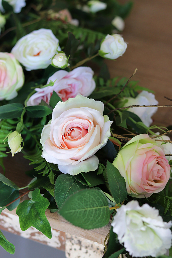 Eleonora, elegancka różana girlanda z wysokiej jakości kwiatów, dł.2m