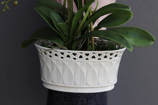 Limena, sztuczny storczyk w ceramicznej ażurowej donicy, wys.50cm