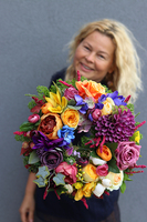 komplet jesiennych dekoracji nagrobnych, Ksymena, wianek+bukiet 