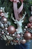 świąteczny wianek, Pudrovy Renifer, śr.40cm