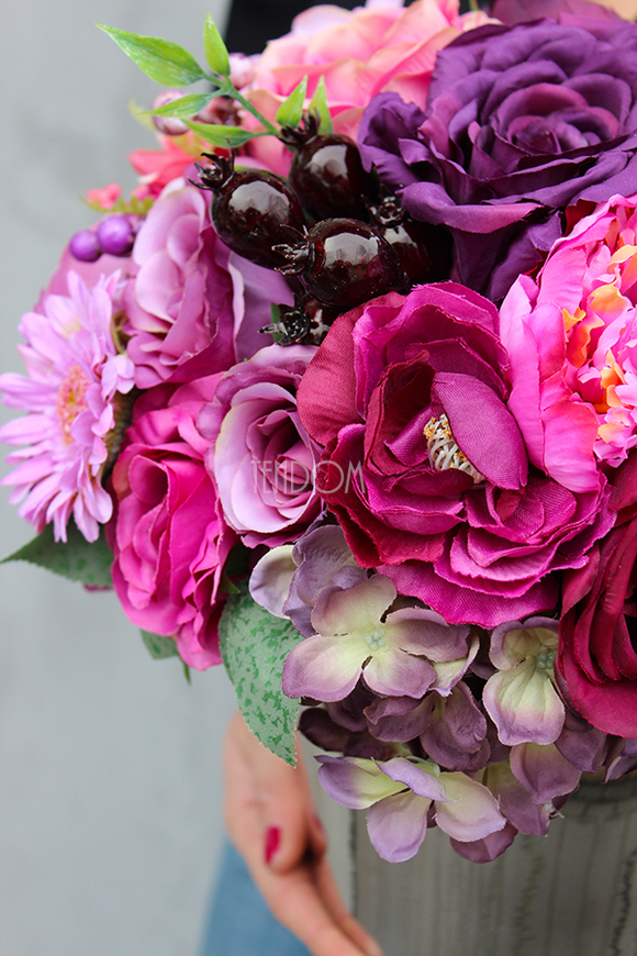 kompozycja kwiatowa, Leokadia, wys.30cm, szer.30cm