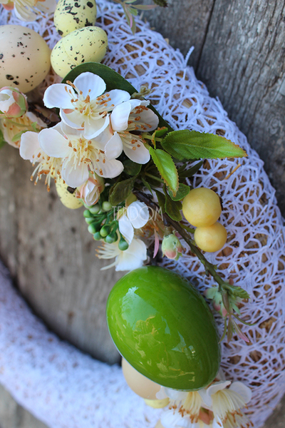 dekoracyjny wianek wielkanocny Koronkowy Wiosenny, śr.40cm