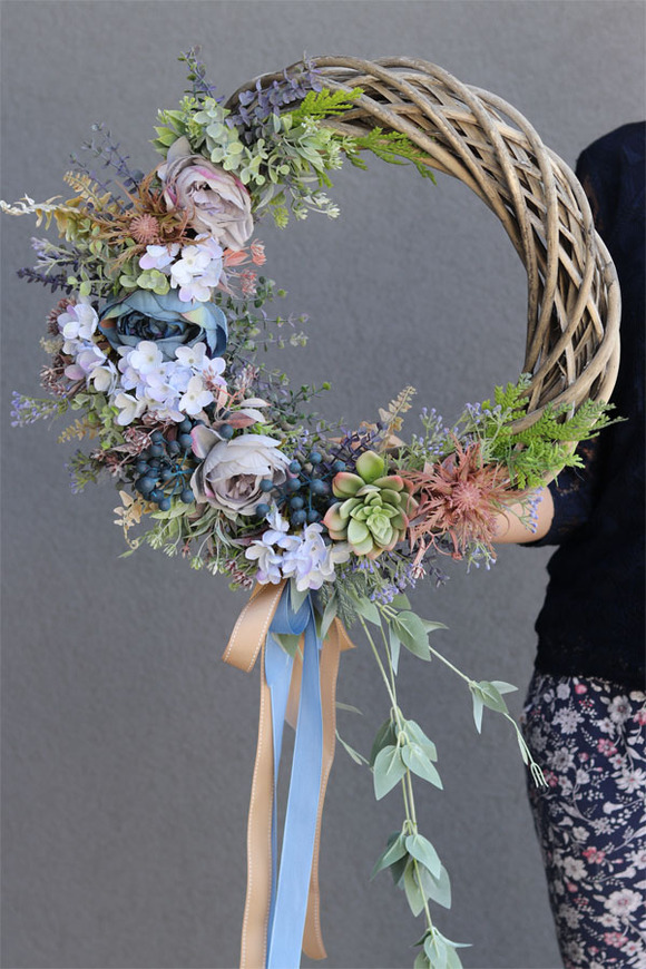 Blueberry Dreams, wianek na drzwi z jagodami, śr.50cm