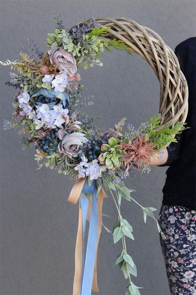 Blueberry Dreams, wianek na drzwi z jagodami, śr.50cm