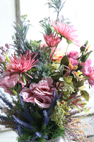 jesienna fioletowo - różowa kompozycja Moko Lamela, wym.52x34cm 