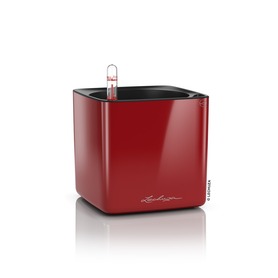 Cube Glossy, elegancka donica z nawadnianiem, czerwona, wym.14x14cm