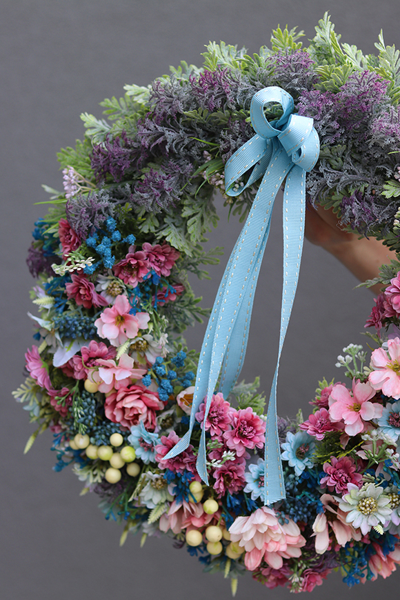 dekoracyjny wianek Margerytki Lavender, śr.40cm  