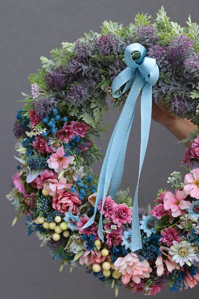 dekoracyjny wianek Margerytki Lavender, śr.40cm  