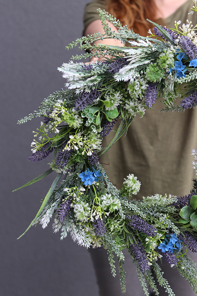 atrakcyjny kwiatowy wianek z lawendą, Felisa, śr.43cm 
