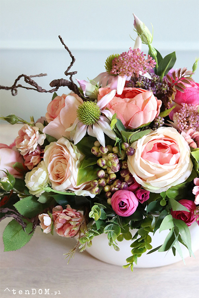 Abella New kompozycja kwiatowa w białej misie, wym.38x50cm