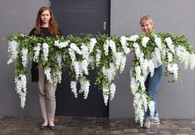 elegancka girlanda z białymi kwiatami, Wisterianna Cascada, dł.100cm