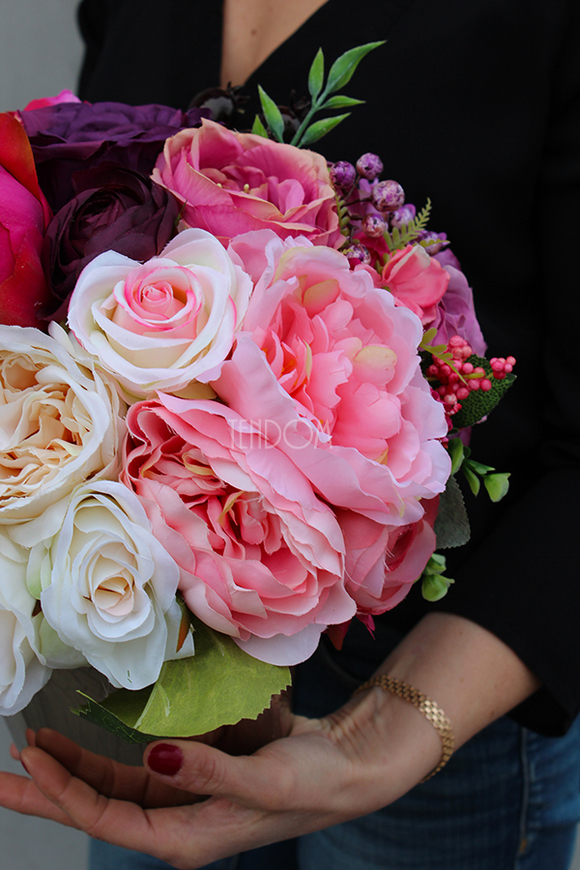 kompozycja kwiatowa, Leokadia, wys.30cm, szer.30cm