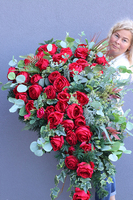 wiązanka nagrobna, Czerwona Luiza, dł.130cm 